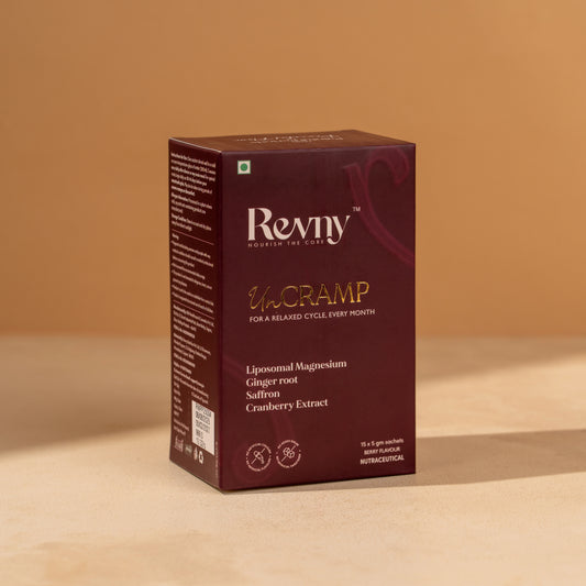 Revny UnCramp supplement box on a beige background
